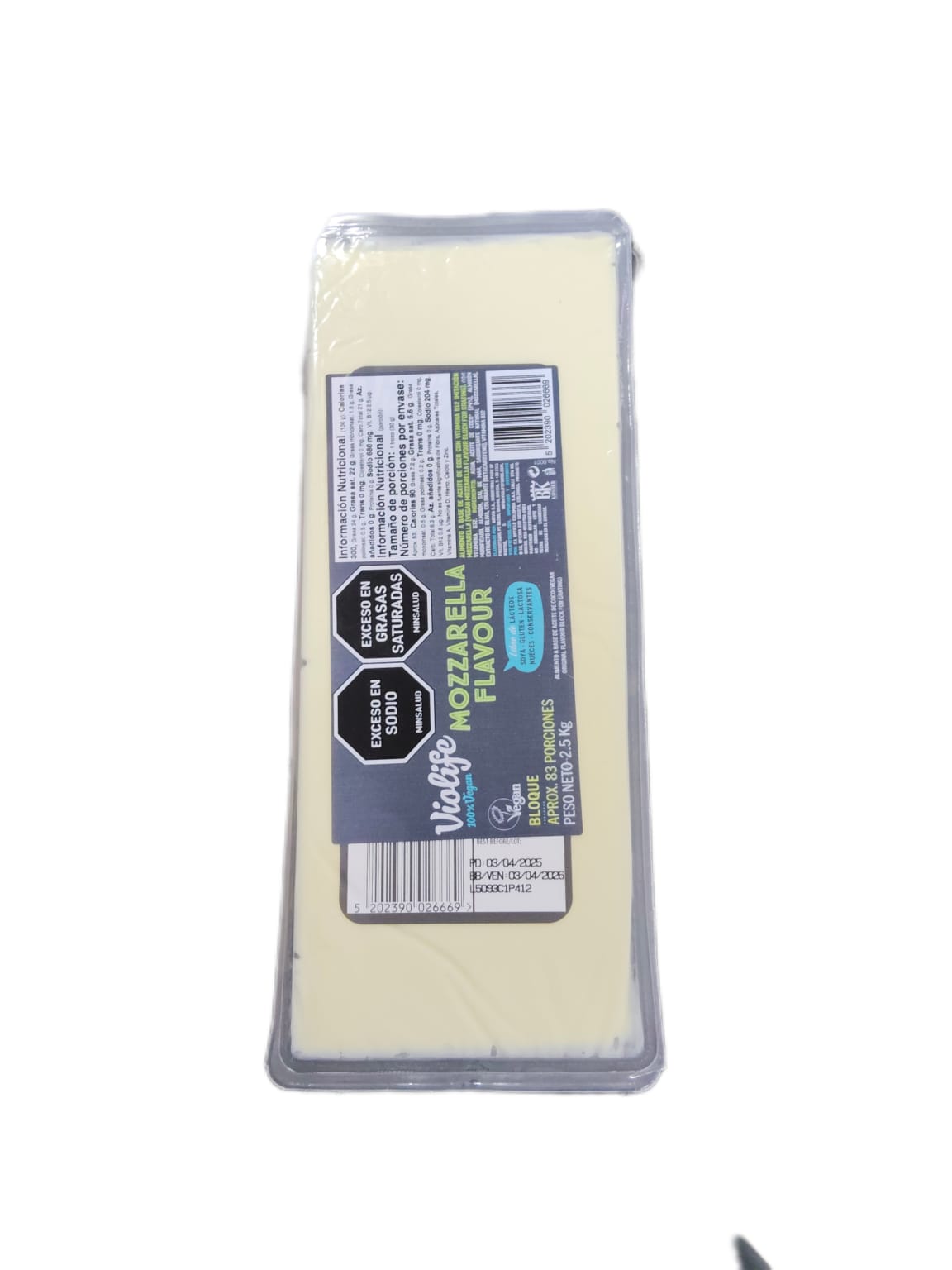 Queso Vegano Mozzarella en Bloque